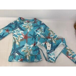 Planet Sea Girls Rash Guard Swimsuit 2pc Set Size 12 NWT
